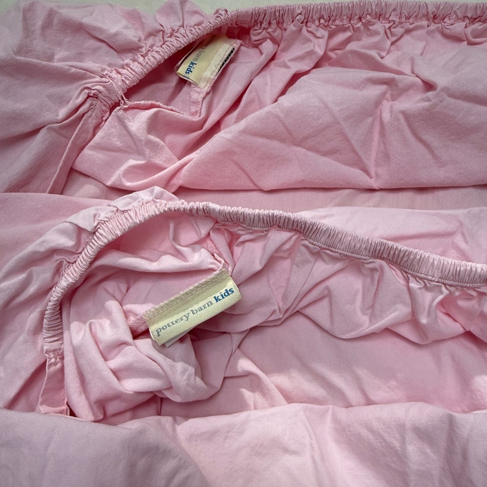 Pottery Barn Kids Solid Pink Crib Sheets - set of 2 - Picture 3 of 6
